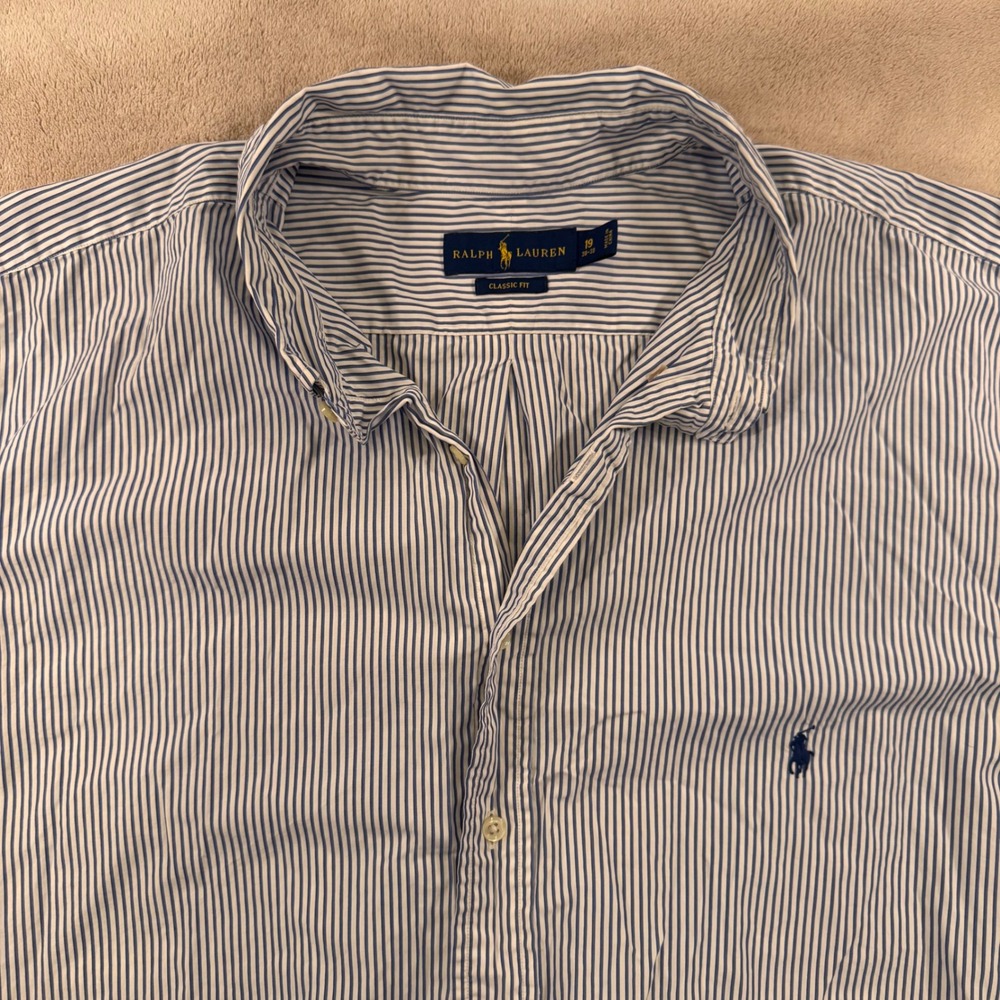 Ralph Lauren Classic Fit Striped Oxford Shirt Preppy Old Money Mens Sz 19 2XL - Picture 3 of 12